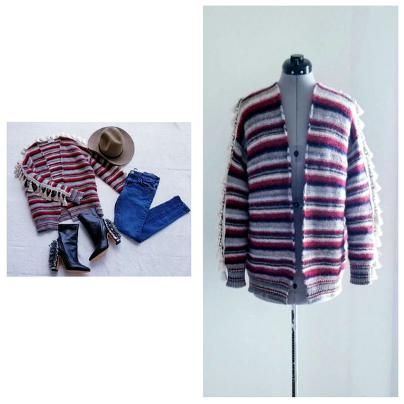 BASE MILANO superrr warm cozy "alpaca-knit-blend" tassel intermix sweater $695 s - Picture 1 of 11